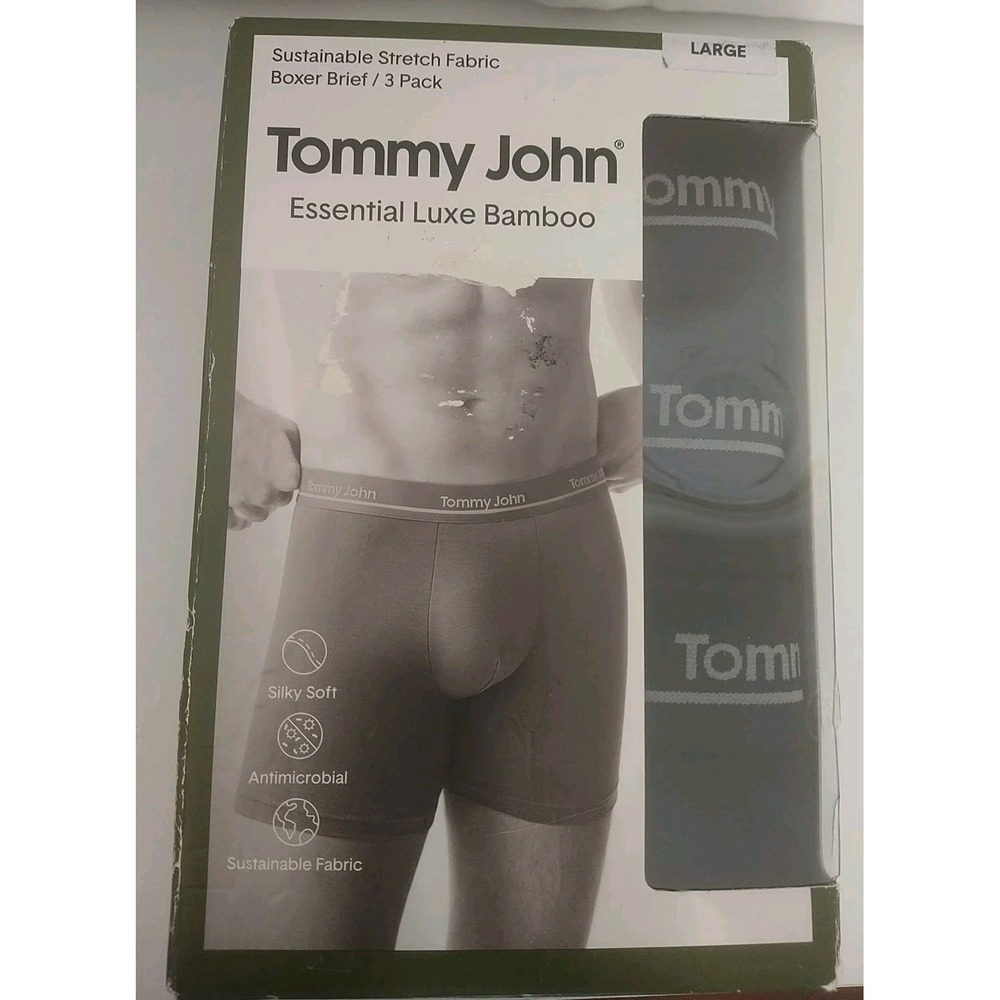 3-Pack TOMMY JOHN Essential Luxe Bamboo Boxer Briefs Black LARGE NWT